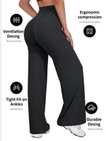 Womens Summer Casual Straight Leg Sports Pants High Waist Stretch Wide Leg Pants Tummy Control Workout Yoga Pants Outdoor Fitnes