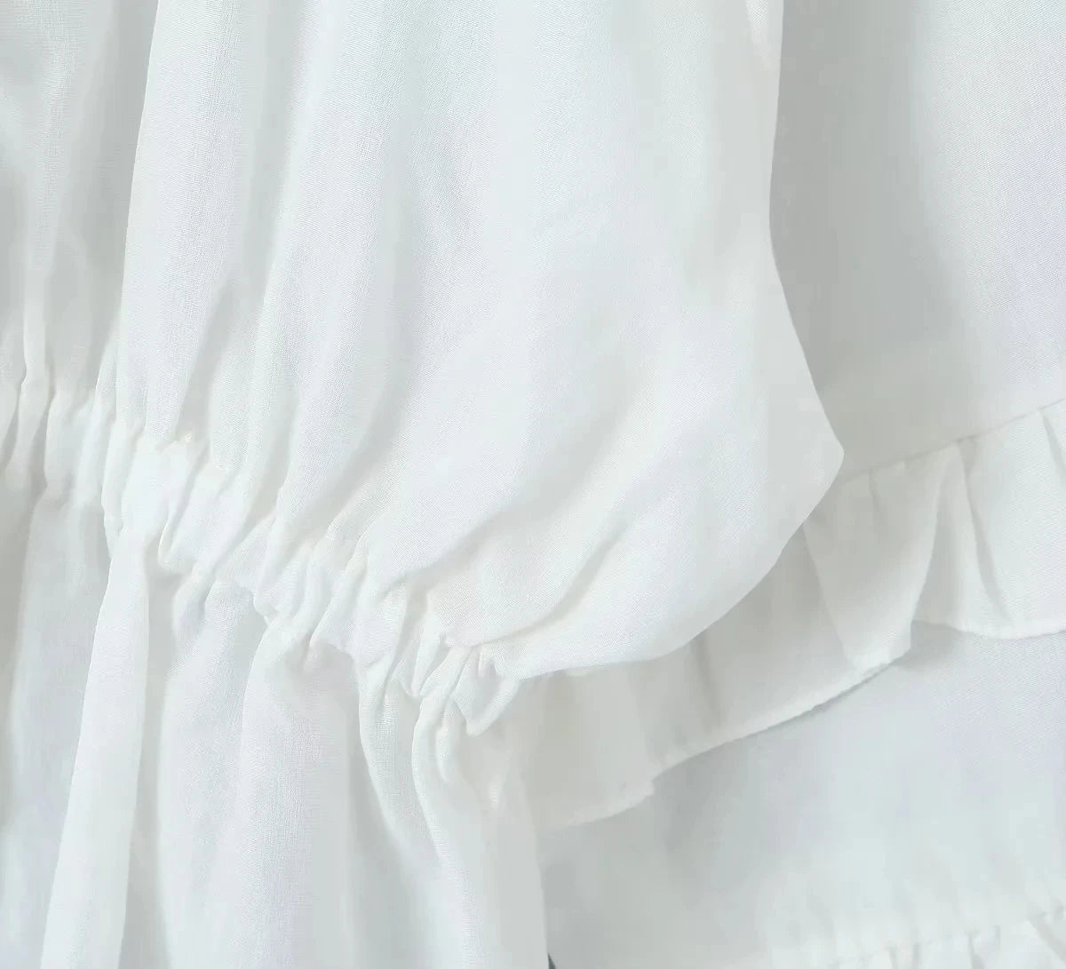 Foridol Tie Up Ruffles Lantern Sleeve White Blouse Women Spring Fashion Pelpum Top 2025 Summer O Neck Beach Casual Chic Blusa