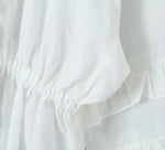 Foridol Tie Up Ruffles Lantern Sleeve White Blouse Women Spring Fashion Pelpum Top 2025 Summer O Neck Beach Casual Chic Blusa