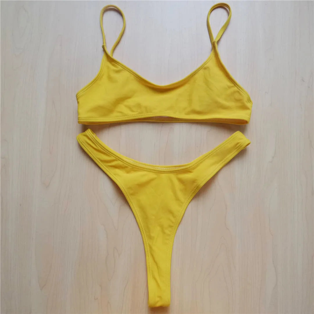 Sexy Black Tiny High Cut Leg Thong Bikini Female Swimsuit Women Swimwear Two-Pieces Bikini Set Bather Bathing Suit Swim V517C