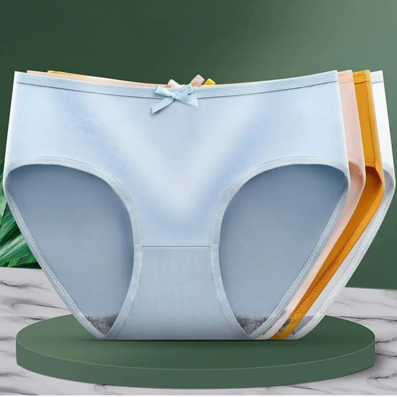 1 Pack Classic Daliy Panties Women Breathable Soft Low-waist Briefs Solid Color Ladies Comfort Underwear M-XL