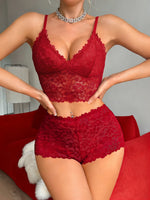 Floral Lace Women Sexy Lingerie Set Solid Wireless Camisole Bra and Sheer Panties Comfortable Sexy Bras