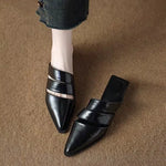 2026 New French Chunky Heel Pointed Toe Mule Slippers Women Fashion Spring Summer Retro Shoes Scuff Slippers