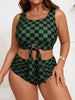 2026 Large Plus Big Size Swimsuit Women Sporty Bikinis High Waist Neck Swimwear Female Bathers Bathing Swimming Swim Suit 5XL