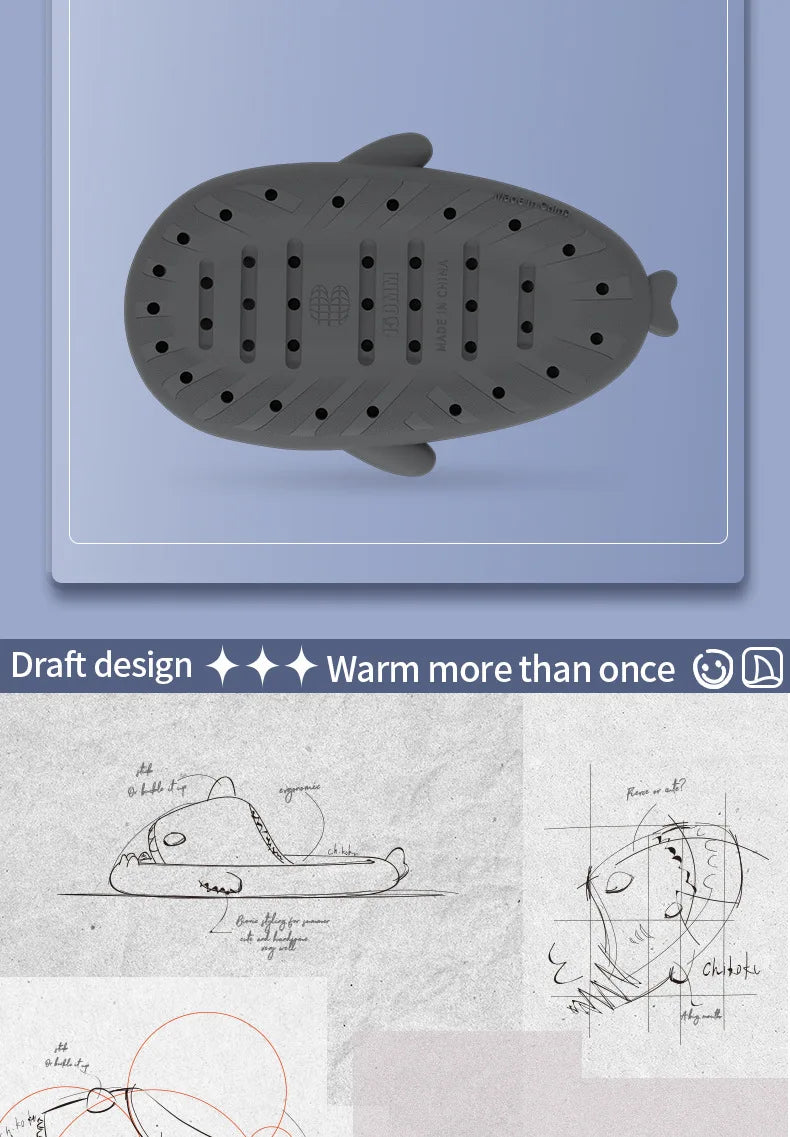 4cm Thick Sole Shark Slippers For Women Men Indoor Beach Slides Cute DIY Night Glowing Lantern Couples Summer Street Sandals
