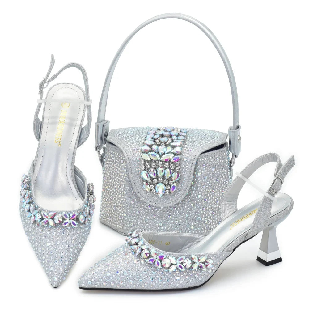 doershow African fashion Italian Shoes And Bag Sets For Evening Party With Stones gold Italian Handbags Match Bags! HF1-1