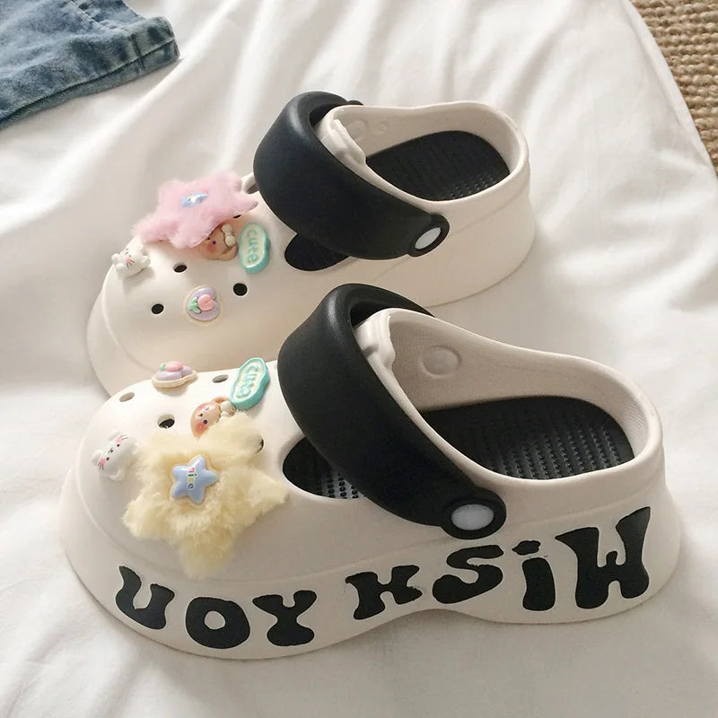 Clogs Thick-soled Slippers Women's Summer 2026 New Style Anti-slip Height-increasing Sandals and Slippers for Outdoor Wear