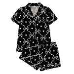 Women's Sleepwear Women's Comfort Printed Pajamas Set Milk Silk Cardigan Short Sleeve Shorts Homewear Set