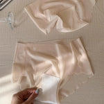 3Pcs/Set Women Ice Silk Briefs Scallop Trim Seamless Panties Ladies Underwear Lightweight Sexy Lingerie Female Underpants M-XL