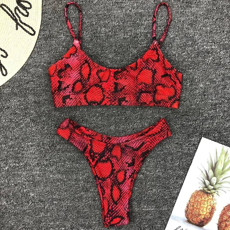 2026 Snake Leopard Brazilian Bikini Female Swimsuit Women Swimwear Two Pieces Bikini Set High Cut Bathing Suit Swim Beach Wear