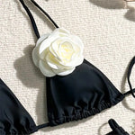 Sexy 3D Flower Black Triangle Bikinis Sets Micro Thong Swimsuit Women String Halter Bathing Suit Bikini 2026 Mujer Biquinis Swim