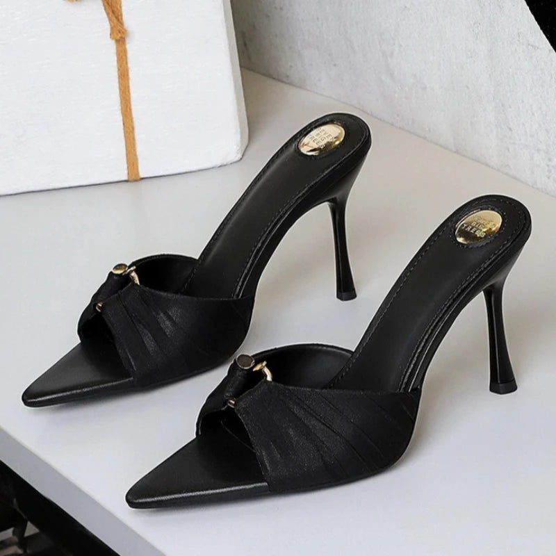 BIGTREE Summer Woman Slippers Fashion Open Toe Thin High Heels Shoes Street Style Stripper Party Slides Zapatos De Mujer
