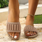 2026New Flat Slippers Summer PleatedClassic Women's Shoes Round Toe Comfortable Beach Sandals Pantuflas De Mujer