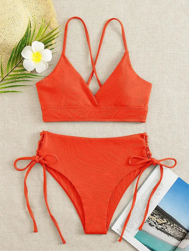 Sexy Bandage High Waist Brazilian Bikinis Sets Swimsuit Swimwear Swimming Suit for WomenNew Bikini Mujer Biquinis