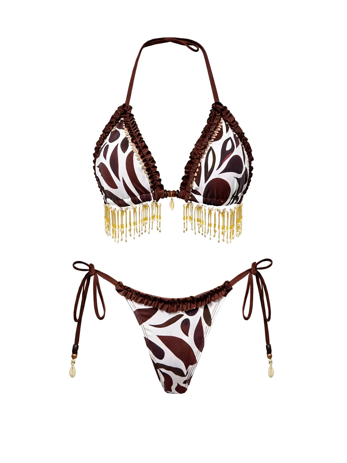 2026 Sexy Bikini Set Boho Tribal Print with Tassel Details Perfect for Pool Parties Summer Getaways Poolside Glamour
