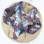 One Piece Swimsuit Sexy Long Sleeve Tropical Print Swimwear Women Bandage Monokini Hollow Out Bathing Suit String Beachwear 2023