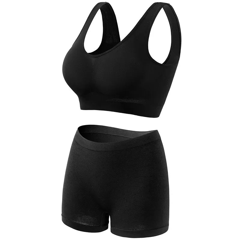 Women Seamless Bra Set Female Bra Tanks Low Waist Boyshorts Underwear Sexy Casual Sports Panties Lingerie Set S-5XL Intimates