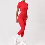 With Zipper Hollow Back Yoga Jumpsuit Sportswear Women Gym Clothes Running Fitness Yoga Backless Bodysuit