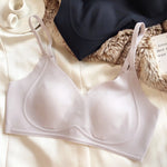Summer Ice Silk Bra Seamless Women Underwear Sexy Ultra Thin Comfort Bralette French Rabbit Ears Padding Fixed Push Up Bras