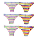 6PCS/Set Cotton Panties For Women Striped Briefs Low Waist Bottoms Female Sports Underpants Seamless Underwear Sexy Lingerie