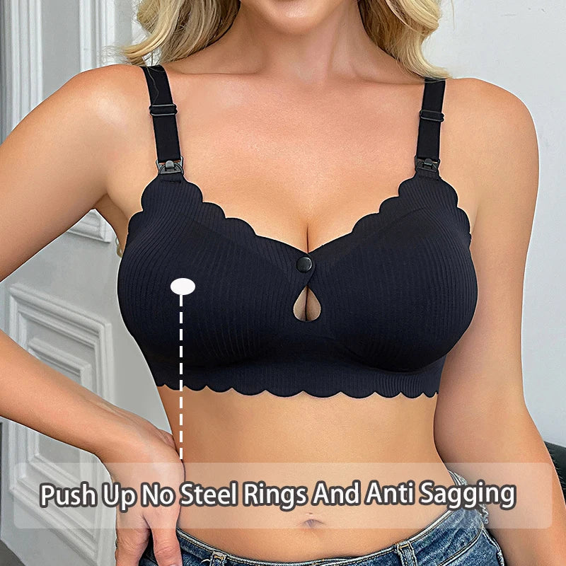 1Pcs S-XL Seamless Nursing Bra Women's Breastfeeding Underwear Maternity Bra With Padded Push Up No Steel Rings And Anti Sagging
