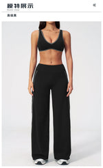 Women's Tracksuit Color Blocked Yoga Sets V Neck Sports Bra High Waist Flare Pants Fitness Suit Outdoor Running Workout Clothes