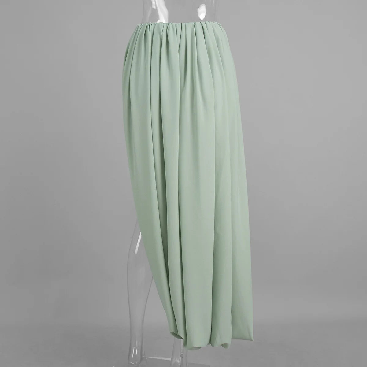 FDYOUI Elegant Solid Color Pleated Skirts for Women 2026 Chic High Slit Long Skirt High Street Office Lady Vacation Party Dress