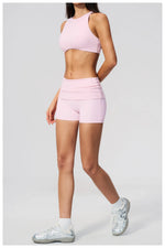 Tight Yoga Clothes Women Speed Drying Shock-absorbing Sports Vest Fitness Suits Outwear Gym Flip Waist Shorts Workout Clothes