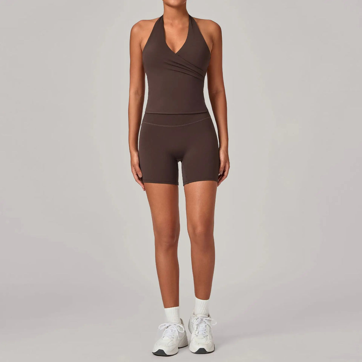 Women's Seamless Yoga Fitness Sets Sports Halter Neck Backless Vest Hip-lifting Slim Fit Shorts Suits Running Workout Gym Sets