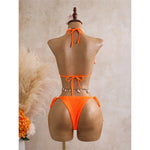 With Skirt 3D Flower Halter Bikini Women Swimwear Female Swimsuit Three-Pieces Bikini Set Padded Bather Bathing Suit SwimV8346