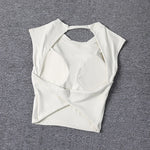 Summer Sexy Short Backless Sports T-Shirt Women's Tight Training Long Sleeve Yoga Top Fixed Chest Pad Fitness Vest