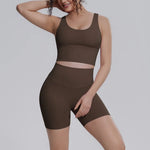 Women's Yoga Set Sports Running Fitness Beautiful Back Vest Hip Lifting Slim-Fit High Waist Shorts Training Gym Workout Suits