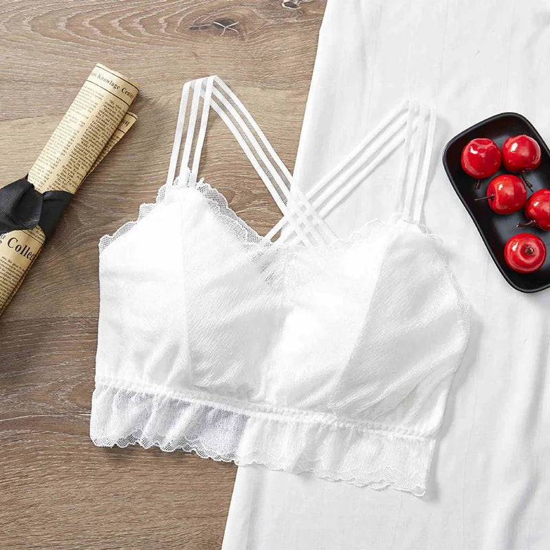 Lace Crop Top Women Seamless Underwear Padded Crop Tops Female Sexy Lingerie Fashion Women Tank Top Lace Camisole