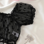 Women 2-Piece Lingerie Dot Embroidery Mesh Fancy Outfit Romantic Underwear Set Bra And Panty Sets