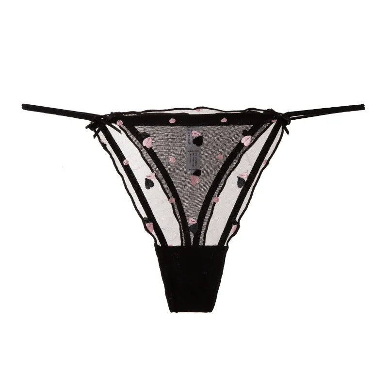 Heart Lace Sexy Girls Briefs Women Panties Seamless Bowknot G String TransparentThong Underwear Low Waist Female Lingerie