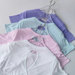 Women's Quick Drying Hollow out Back Sports T-Shirt Yoga Suit Top Short Sleeve Fitness Cover up