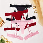 1pcs XL-4XL Plus Size Lace Women Thongs Mid Waist Solid Ladies G-string New Fashion Erotic Underwear Female Suspender Socks
