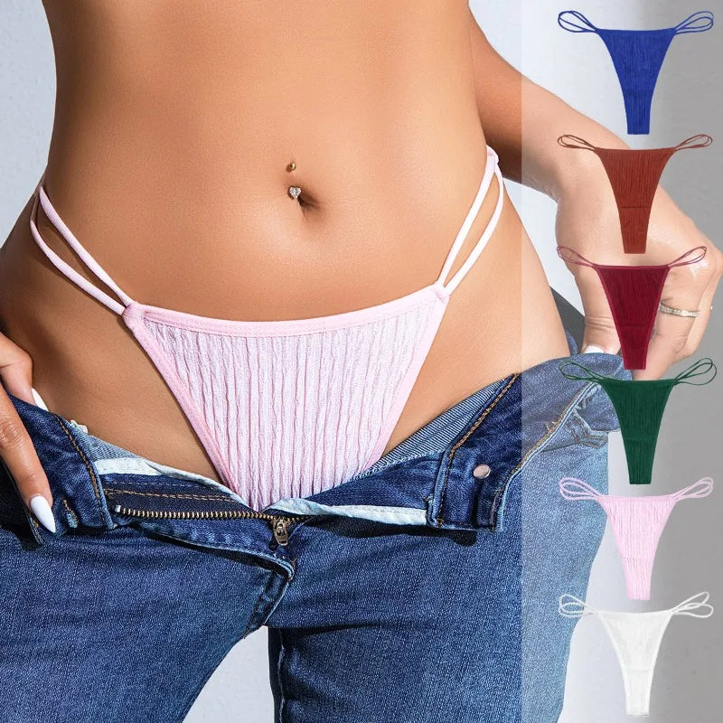 Low Waist Traceless Briefs Double Layered Thin Waistband Panties Comfortable Solid Color Sexy Cotton Sports Fitness Thong 2025