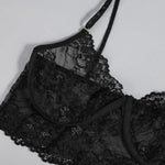 3PCS Lace See Through Bra Set Women Sexy Lingerie Underwear Halter Tops Bra and Panties Garter Intimate Sex Costumes