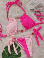 2026 Splicing Halter Diamond Bikini Women Swimsuit Female Swimwear Two Pieces Bikini Set Hollow Out Bathing Suit Swim Beach Wear