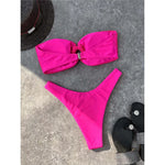 Sexy Wrinkled Bandeau Strapless Bikini Women Swimwear Female Swimsuit Two-Pieces Bikini Set Bather Bathing Suit Swim Lady V3367L