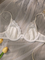 Beautiful fashionable colored strip steel support underwear thin lace semi transparent women's underwear sexy Lingerie HR2635