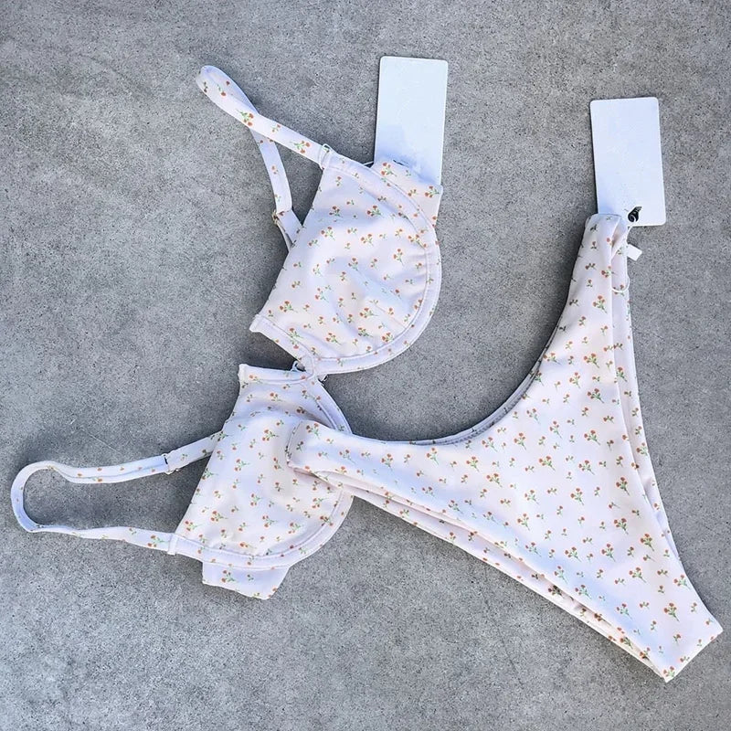 Underwired V-Bar Bikinis 2026 Polka Dot Bikini Women Swimsuit Female Swimwear Two Pieces Bikini Set Push Up Bathing Suit Swim