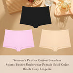 3PCS/SET Women Panties Cotton Seamless High waist Boxer shorts Female Solid Color Briefs Cozy Lingerie Intimate Underpants XS-XL