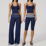 2 Piece Yoga Clothes Women's Tracksuit Athletic Wear Fitness Suit Gym Outfits Workout Sets Push Up Sports Bra Capri Pants Sets