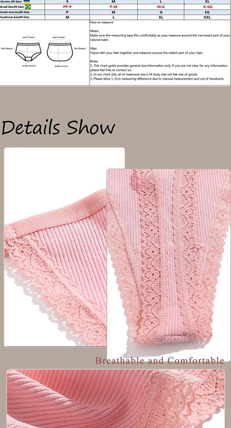 3Pcs G-String Cotton Sexy Women Thongs Adjustable Belt Seamless Panties Breathable Low Waist Lingerie Female Soft Solid Color