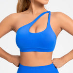 NCLAGEN Asymmetric Sports Bra High Support Backless Gym Top Women Halter Fitness Running Workout Clothes Sexy Seamless Underwear