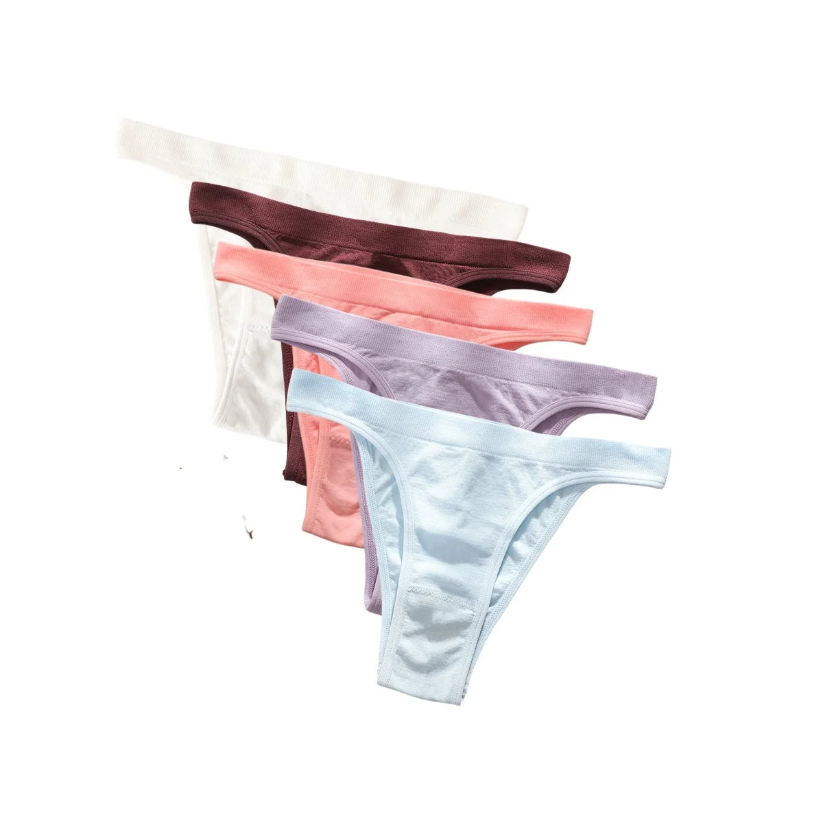 5Pcs/Set Women Seamless Brazilian Panties Solid Color High Leg Cut Briefs Sexy Underwear Female Underpants Comfort Lingerie