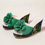 2026 New Women Platform Beach Wedges Sandals Fashion Flower Women Casual High Heel Slippers