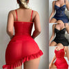 Sexy Transparent Lace Patchwork Pajamas +Thongs Camisola Lingerie Nighty Underwire Bra Set Women's Nightgowns Sexy Nightwear